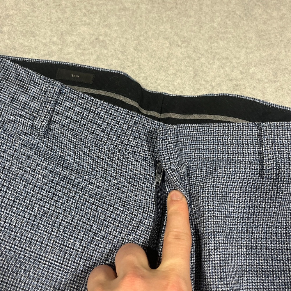 J Crew Pants Mens 34x27 Blue Dress Vitale Barberis Canonico Wool Silk Italy Hem - Picture 9 of 13